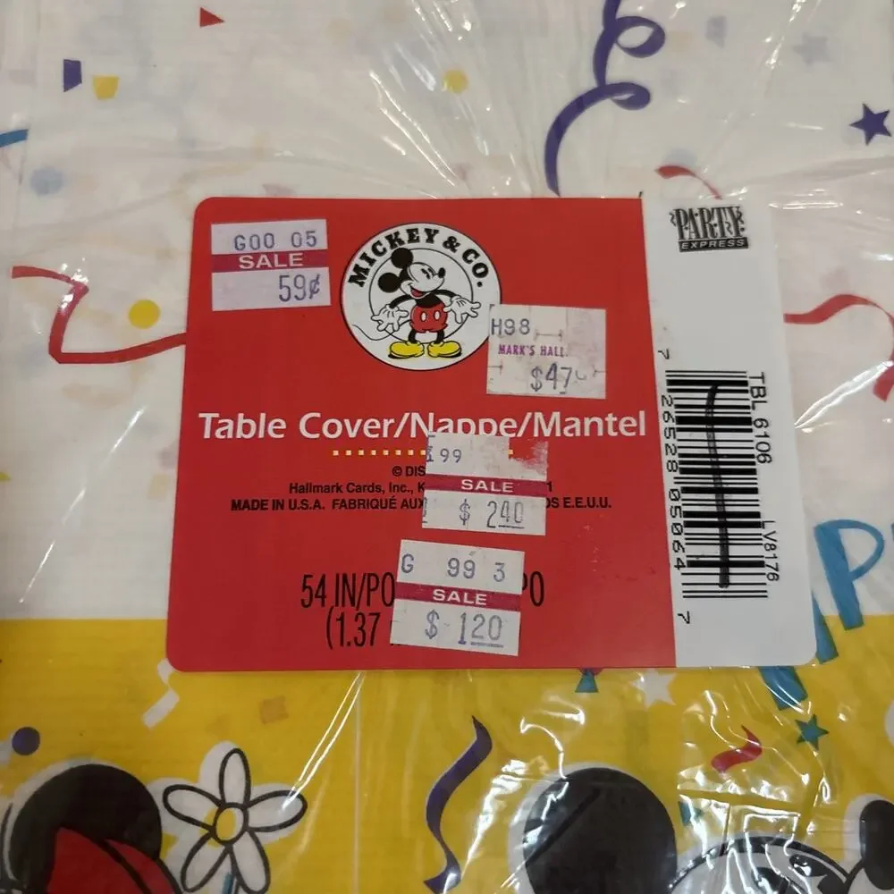 Set Of 3 Vintage Disney Mickey Mouse Minnie Mouse Paper Party Tablecloths 54x89